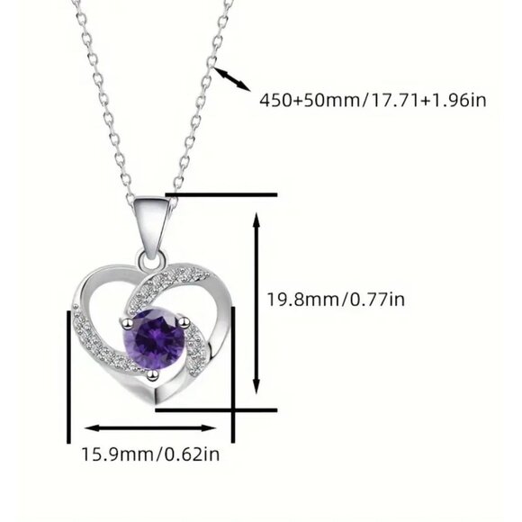 925 Sterling Silver Love Zircon Necklace - Picture 3 of 4